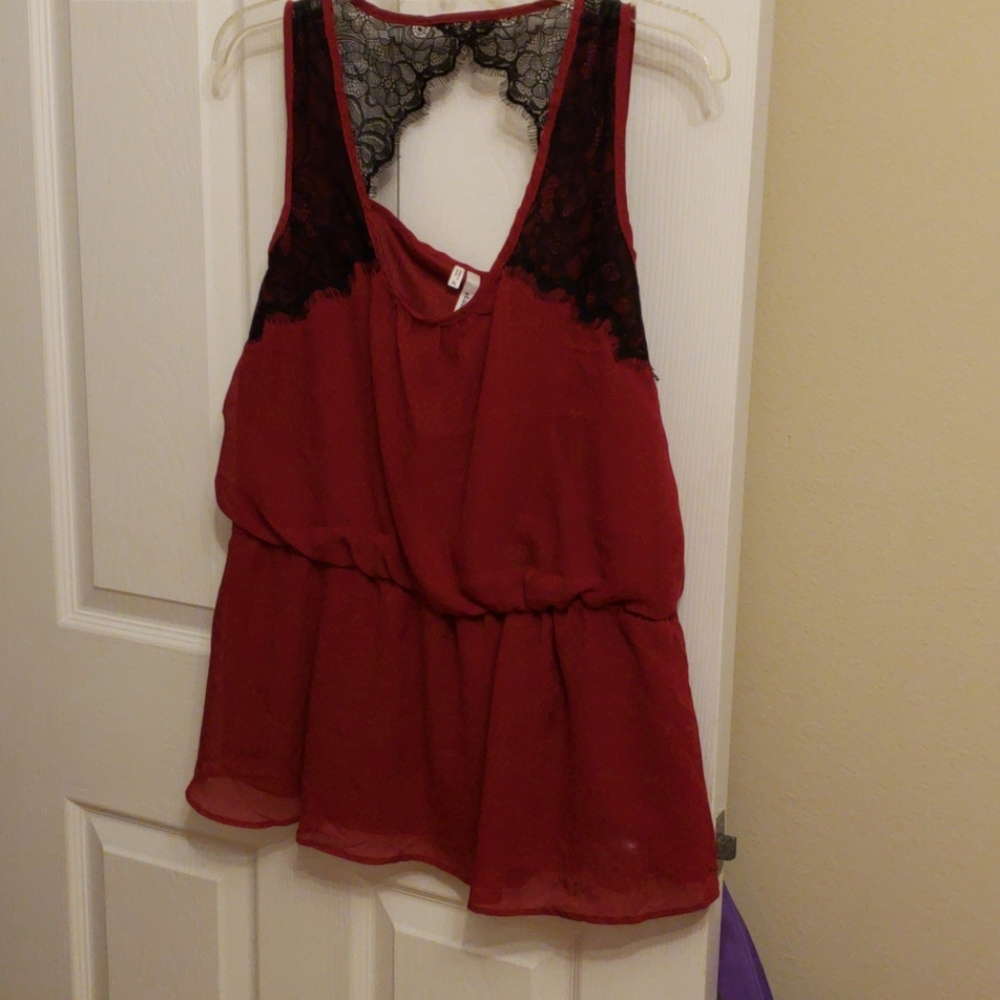 Silky Top with Black Lace